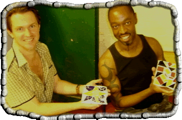 Dimitri and Thierry happy to have created their 1st mosaic artwork which they achieved over one session