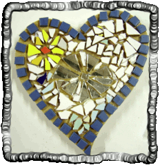 Jane's mosaic heart before grout