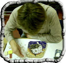 Peter progressing, now working on the background of his artwork