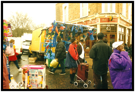 sculptures displayed in Ridley Road Market