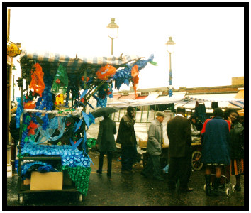 sculptures displayed in Ridley Road Market